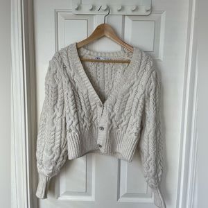 Zara Cable Knit Sweater Cardigan with Pearls